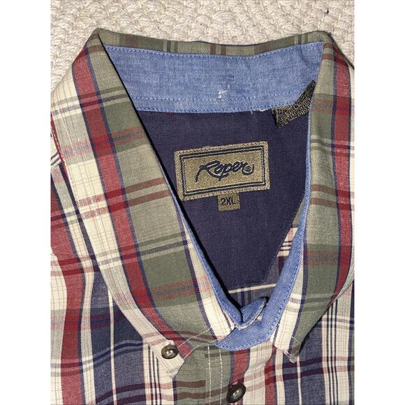 Roper Plaid Western Shirt Men's 2XL Long Sleeve Cotton Button Down Rodeo Cowboy - Picture 3 of 6